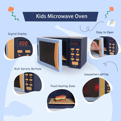 Cuterabit microwave toy door open, easy access for little chefs.