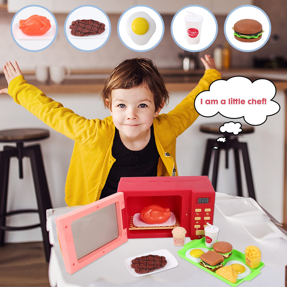 Cuterabit microwave door with realistic control panel for authentic pretend cooking.