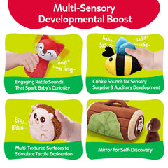 CuteZone monkey plush provides different grip and sensory experiences for babies.