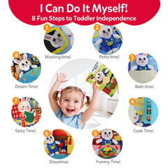 CuteZone secure buckle action highlights beginner-level fine motor practice for dressing activities.