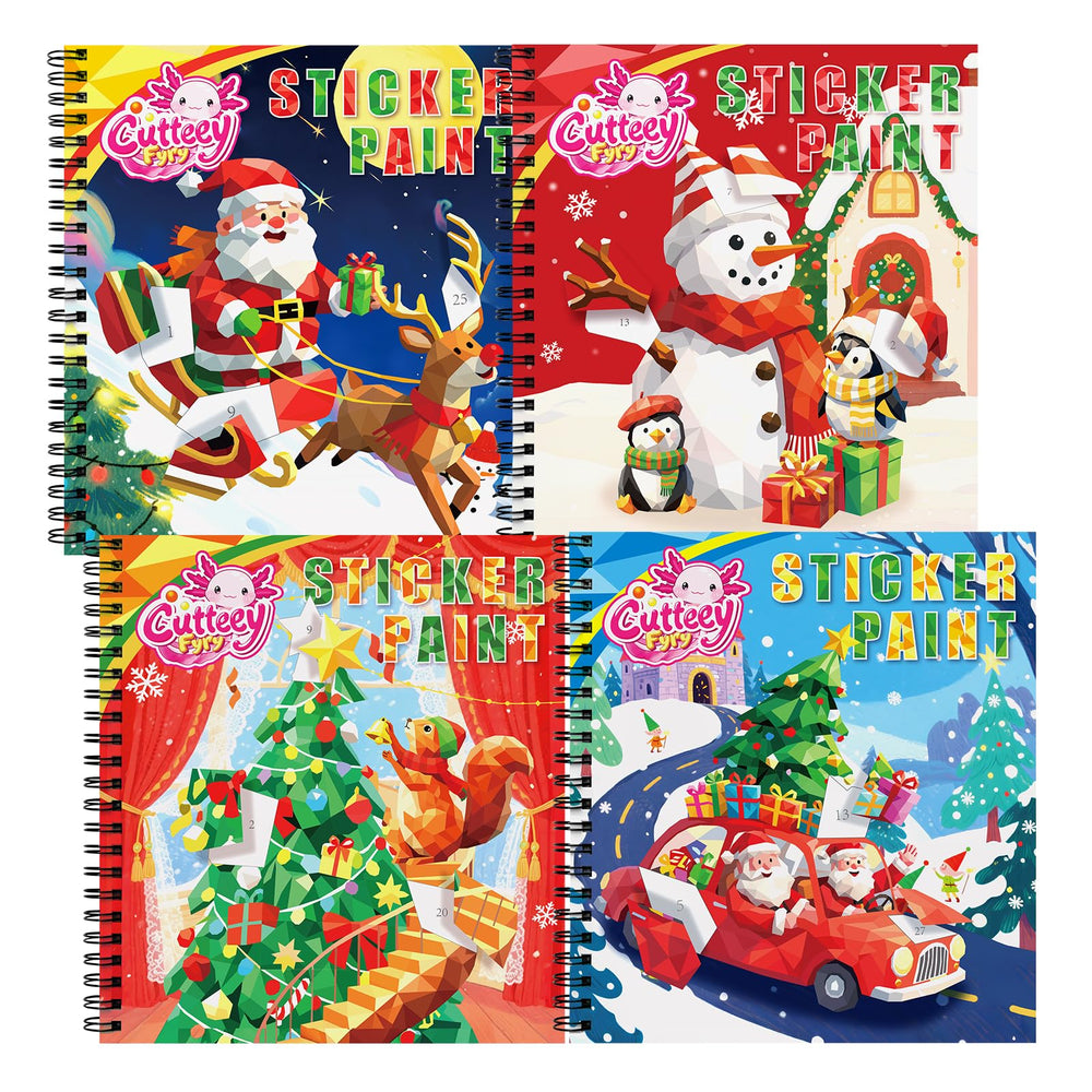 CutteeyFyry paint by number sticker book cover with festive art for quiet holiday fun