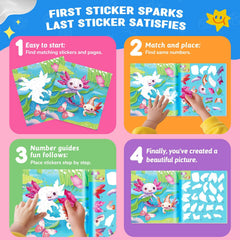CutteeyFyry Paint by Number Sticker Book inside pages invite focused, mess-free play.