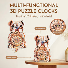 Cutywood Bulldog clock wall-mount ready for display in living rooms.