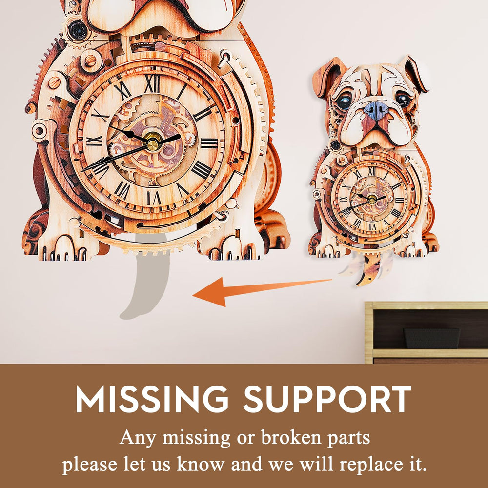 Cutywood dog-themed clock ready display adds character to any room.