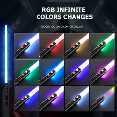 CVCBSER upgrade app dueling lightsaber blade close-up highlighting sturdy construction for heavy duels.