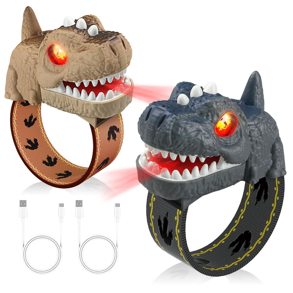 cxjoigxi dinosaur wrist walkie talkie worn on a kid's wrist for hands-free outdoor play