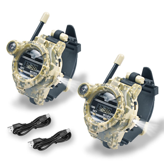 cxjoigxi walkie talkie watch camouflage front view for outdoor play