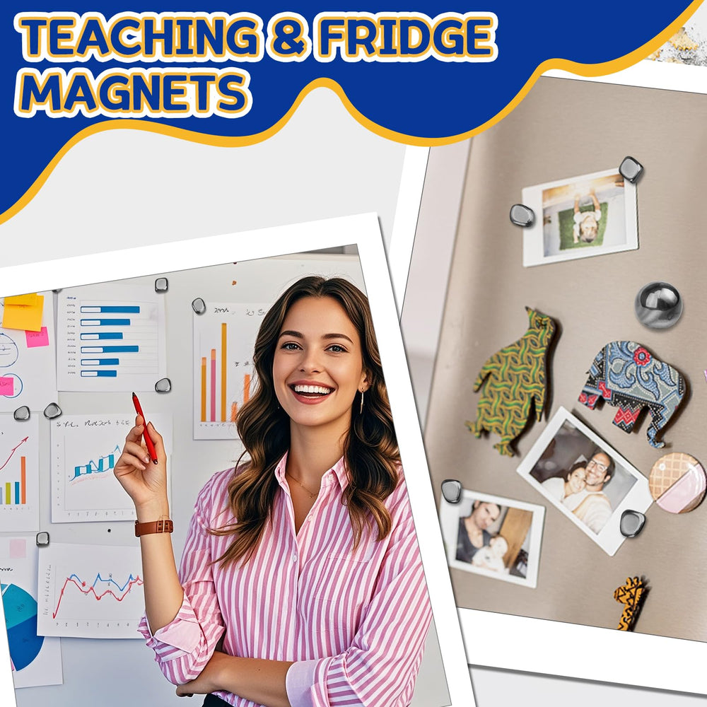 Cybemaga magnetic stones on fridge or whiteboard for organization