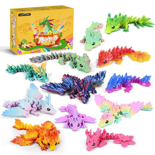 Cybermaker dragons 12-pack front view shows vibrant colors for desk decor