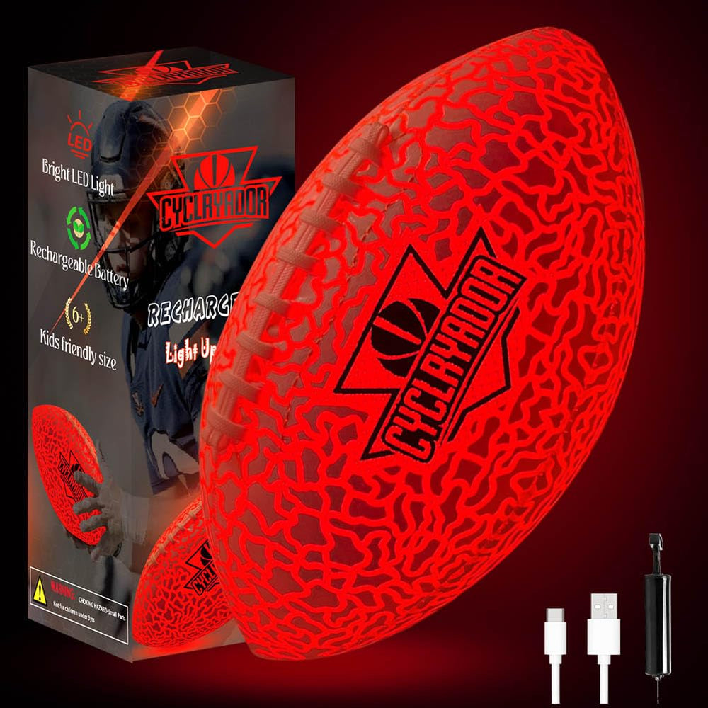 Cyclryador glow-dark kids football for safe night play and visibility.