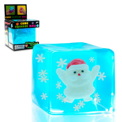 CYICTOY Christmas Santa squishy cube features Santa and snowflake design for festive tactile play and stress relief.