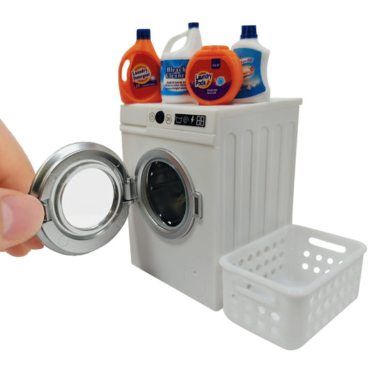 Cyraft 1:12 scale washing machine front view enhances dollhouse realism and detail.