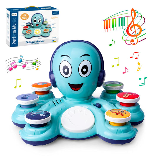 CYURMJUN octopus music toy close-up of colorful buttons promoting rhythm awareness