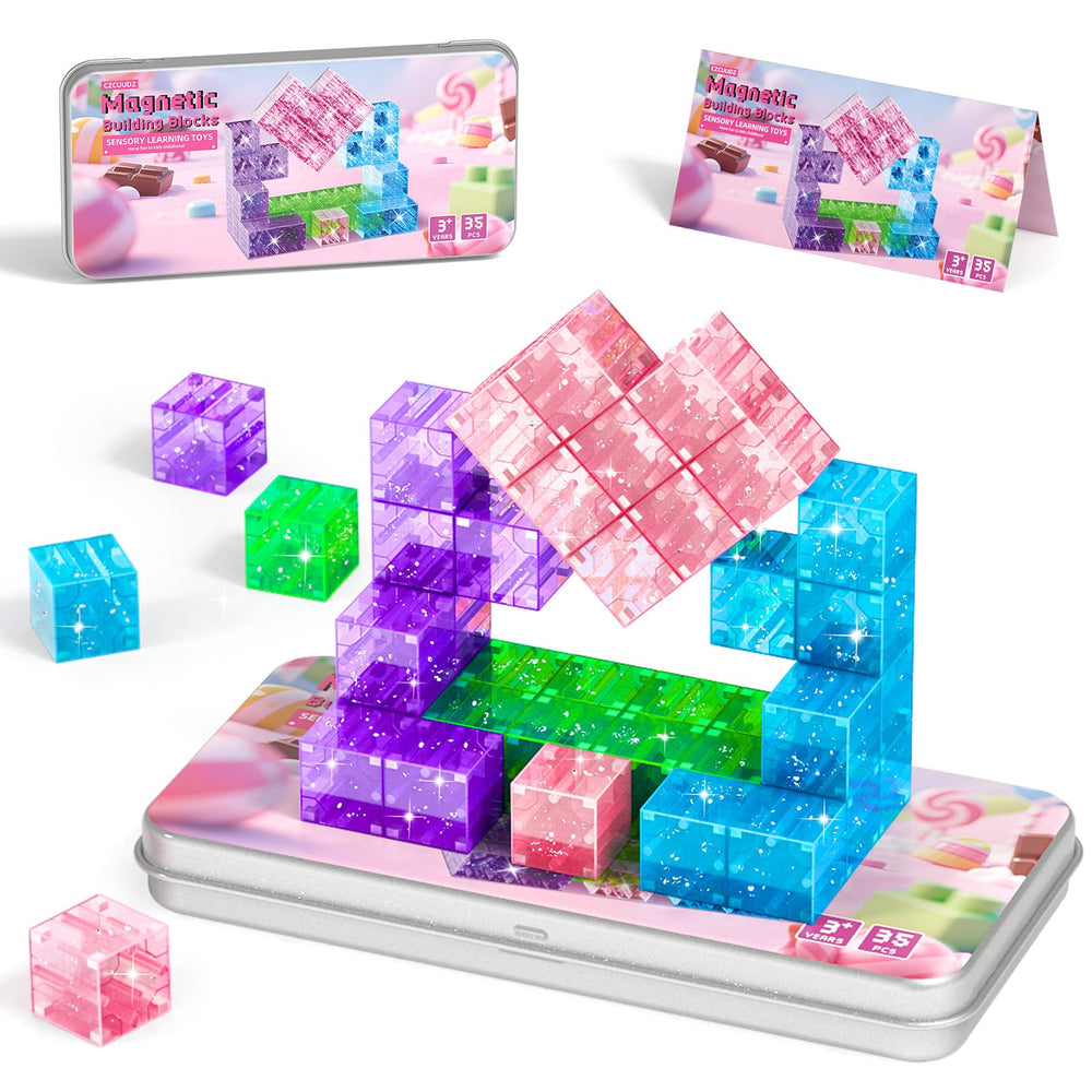 CZCUUDZ magnetic blocks travel box shown for portable, on-the-go play