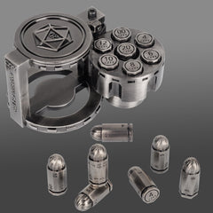 CZYY bullet dice set with D20 in silver for immersive cyberpunk campaigns.