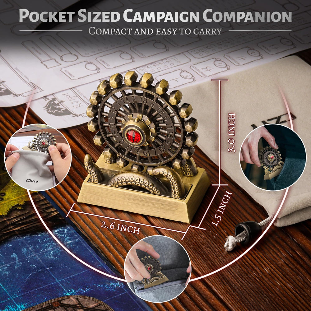 CZYY Ferris Wheel D20 bronze portable size for on-the-go RPG sessions.