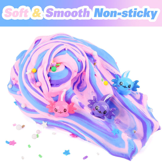 D'ALBA Axolotl Butter Slime blue charms encourage creative play.