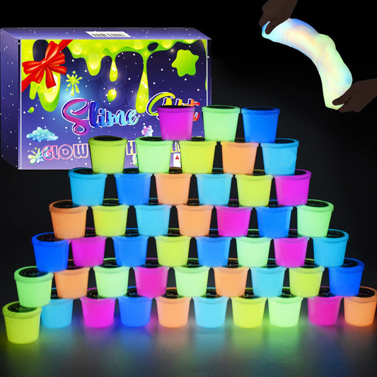 D'ALBA Galaxy Slime 48-pack neon colors for glow-in-the-dark fun.