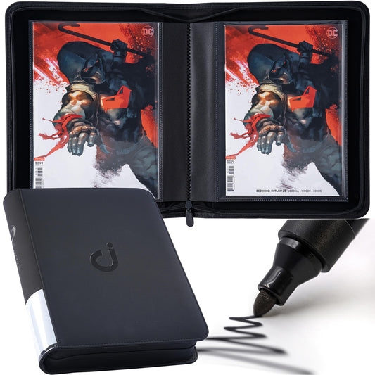 D DACCKIT comic binder classic black front cover for durable storage.