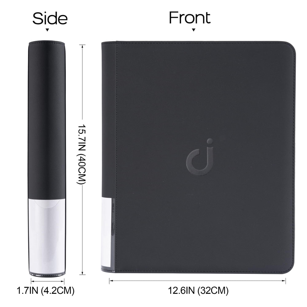 D DACCKIT Toploader Binder has rigid front and rear covers for durability.