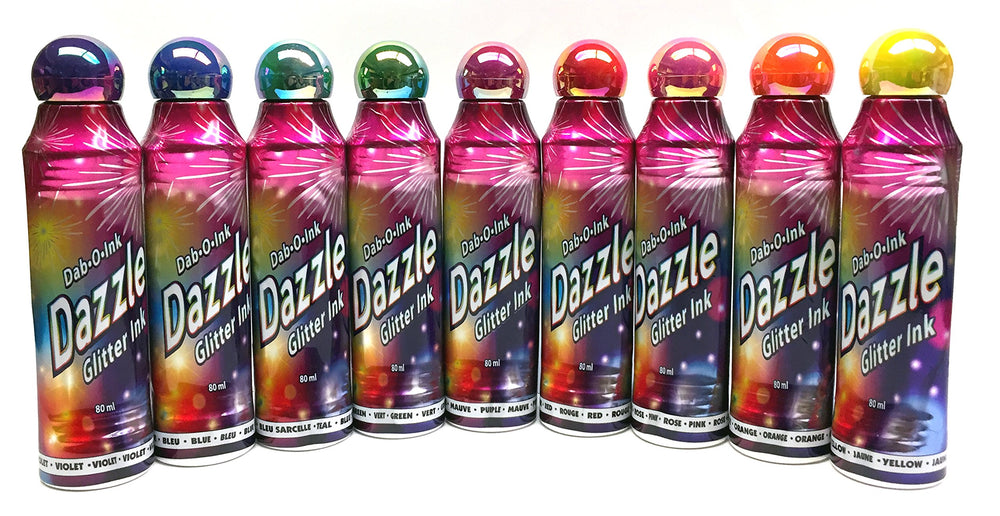 Dab-O-Ink Dazzle glitter bingo dauber for bold, festive marks in games and crafts.