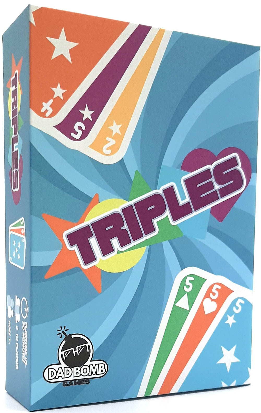 Dad Bomb Games Triples game board and cards for family fun and fast rounds.
