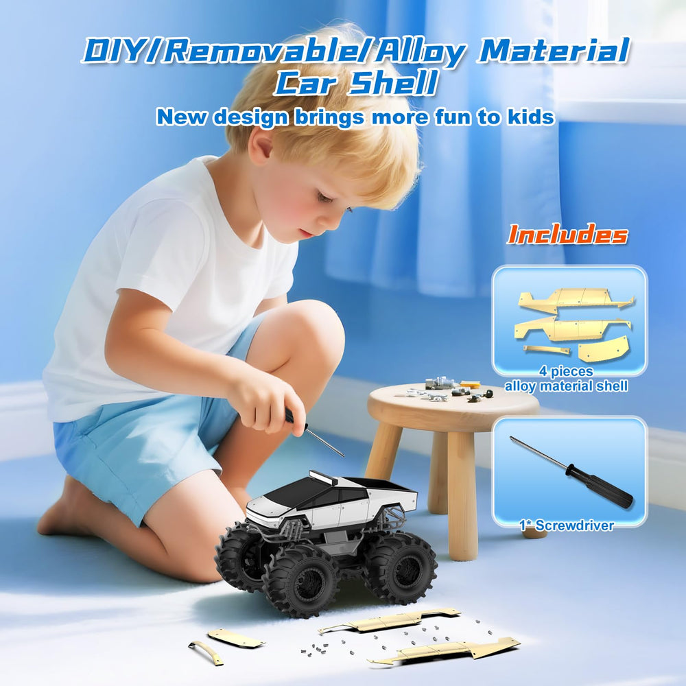 Dafotil RC Monster Truck LED headlights enable dusk outdoor races.