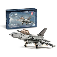 DAHONPA F-16 Fighting Falcon assembly set with detailed airplane model pieces for imaginative play.