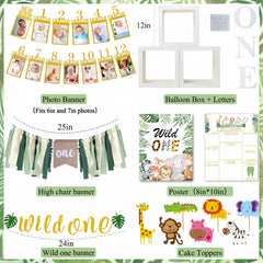 Daidle animal balloons set adds whimsy to a jungle-themed backdrop.