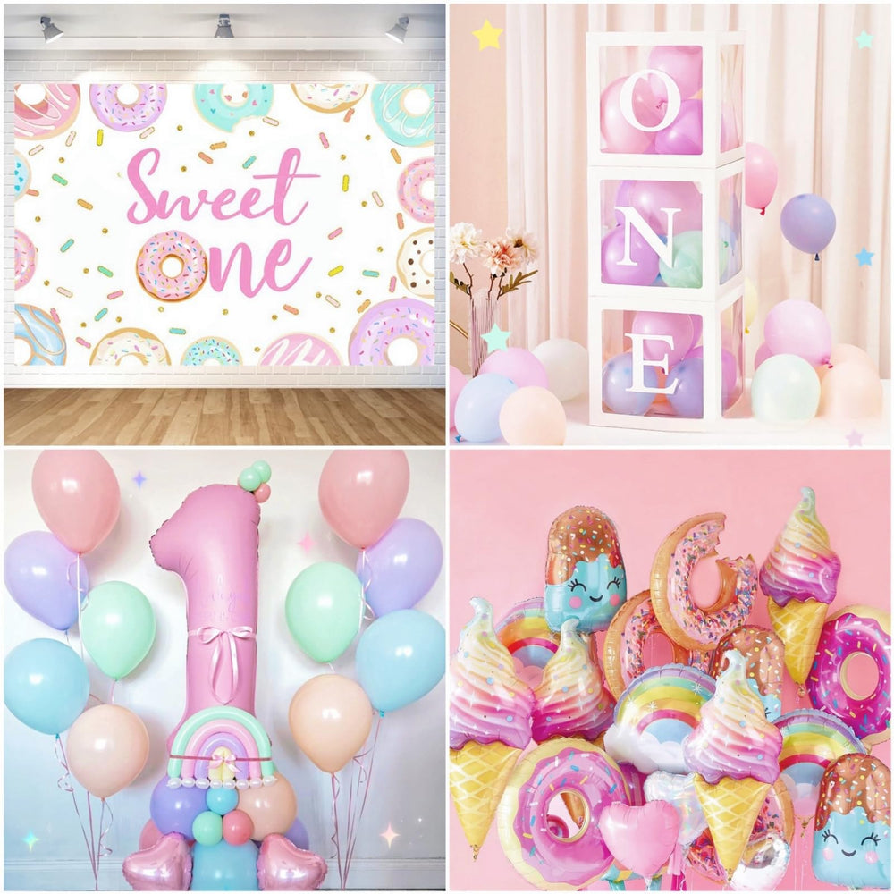 Daidle dessert-themed balloons showcase donuts and ice cream accents