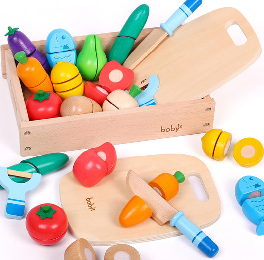 Dailyfunn wooden pretend food apple; ideal for imaginative play and safe learning