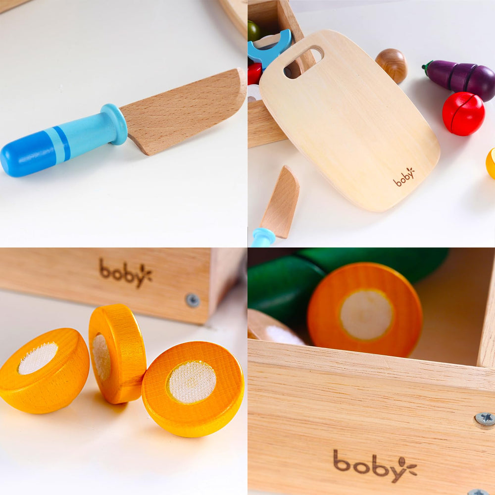 Dailyfunn wooden pretend food cucumber; smooth finish supports safe handling