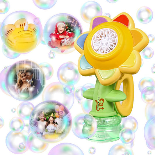 Dali Energy Cat Sunflower Bubble Machine front view boosts outdoor bubble fun