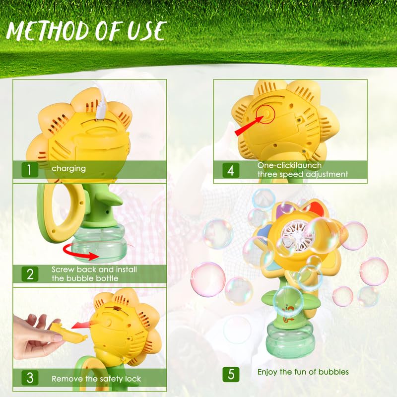 Dali Energy Cat Sunflower Bubble Machine bubble-solution bottle prevents leaks