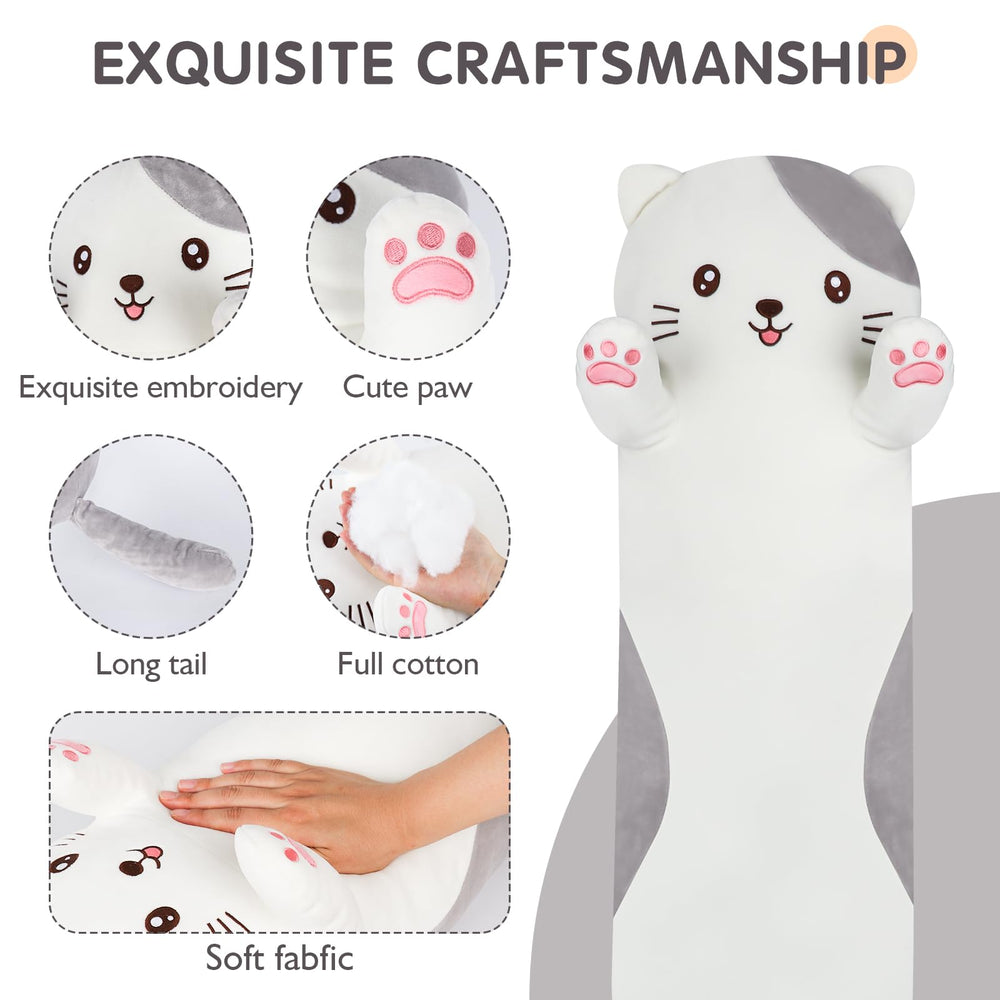 Dalmao cat stuffed animal close-up of soft plush fabric.