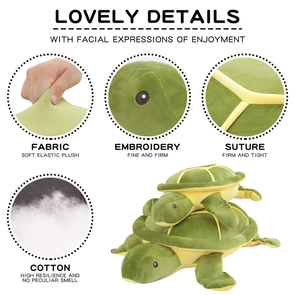 Dalmao sea turtle plush close-up, soft polyester fabric texture