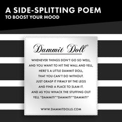 Dammit Doll embodies art is hard humor, a gag gift for creatives.