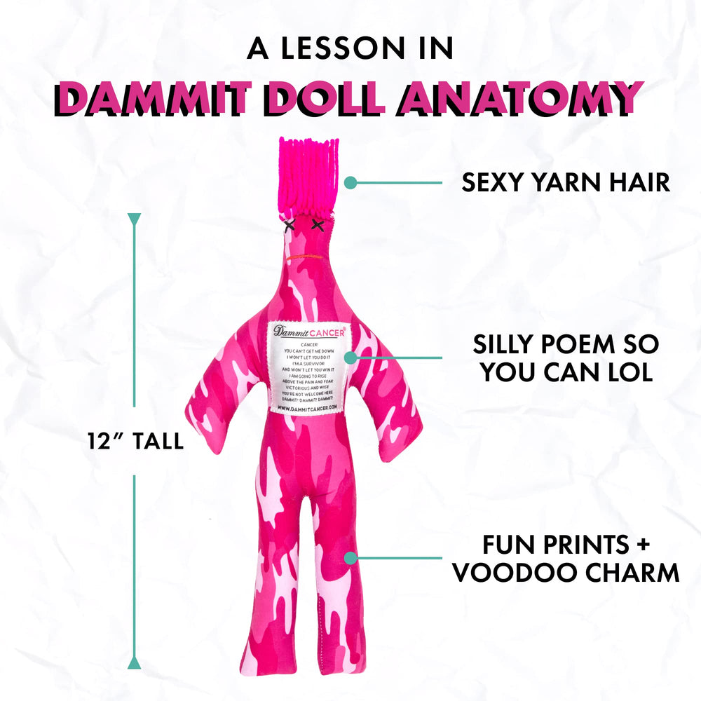 Dammit Doll features polyester stuffing for a soft yet resilient touch