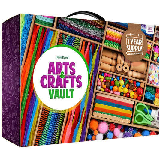 Dan&Darci Arts and Crafts Vault open case displaying organized supplies for easy setup