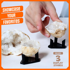 Dan&Darci Break Your Own Geodes 3 display stands to showcase discoveries.