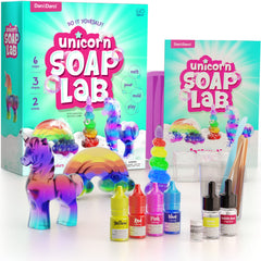 Finished Dan&Darci unicorn soap showcasing bright colors and horn design.