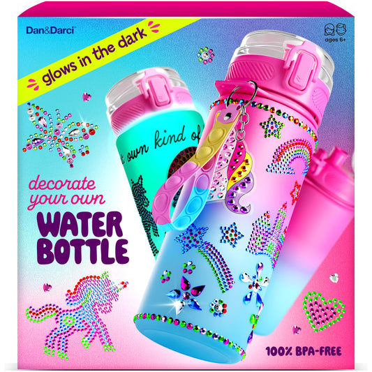 Dan&Darci glow bottle kit cap close-up highlighting a leak-proof design.