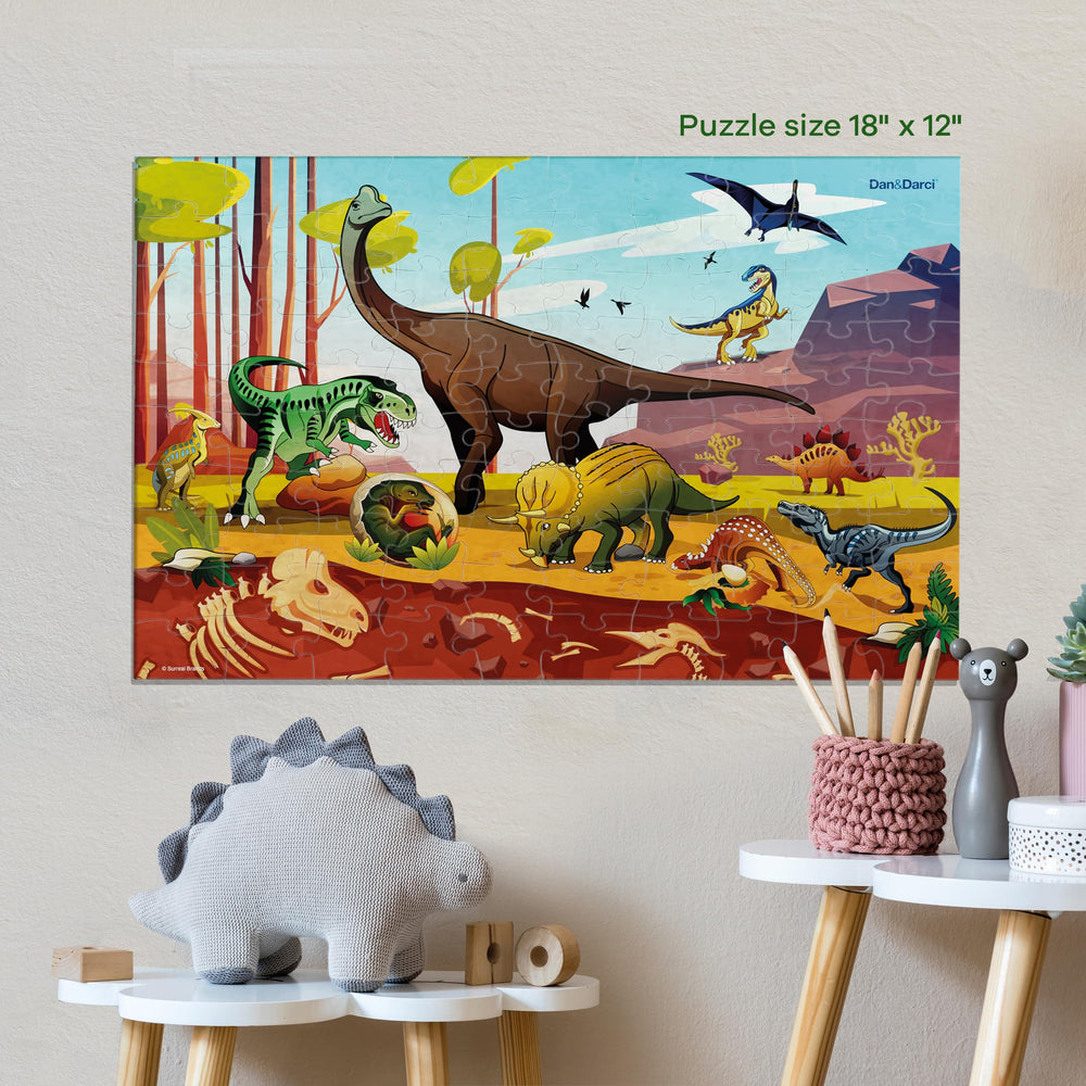 Dan and Darci glow dinosaur puzzle in the dark reveals radiant prehistoric scene