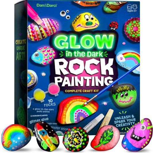 Dan&Darci glow-puffy-paints light up rocks for magical glow-in-the-dark art
