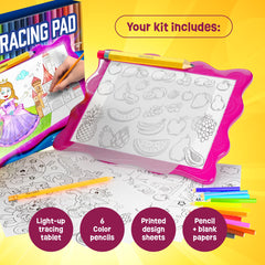 Dan&Darci Light Up Tracing Pad with 12-color pencils offering vibrant choices