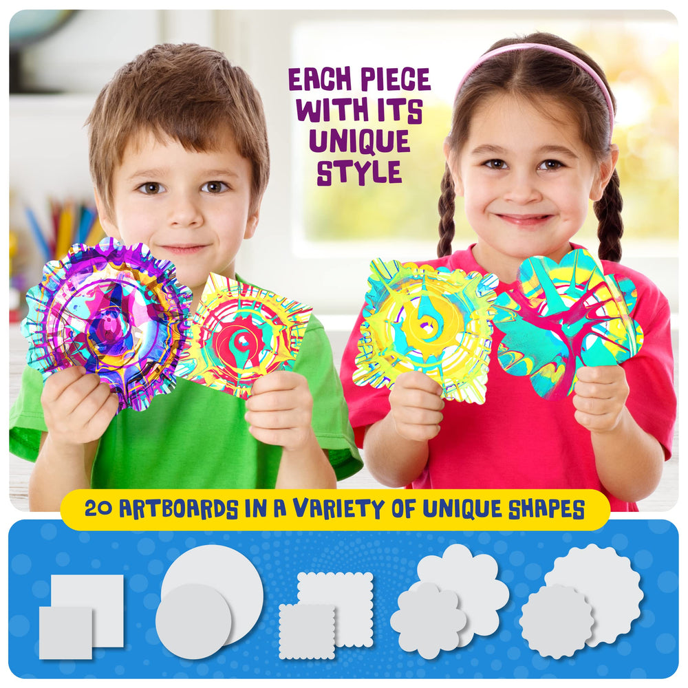 Dan&Darci white crayons create special effects on spin art
