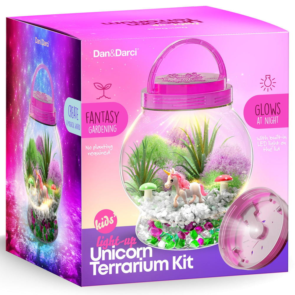 Dan&Darci light-up unicorn terrarium jar glows at night for magical decor