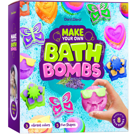 Dan&Darci bath bomb kit setup for kids to start a colorful STEM project.
