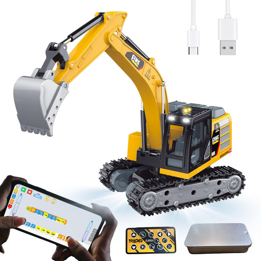 DAOGU remote control mini excavator on desk for hands-on learning and play.
