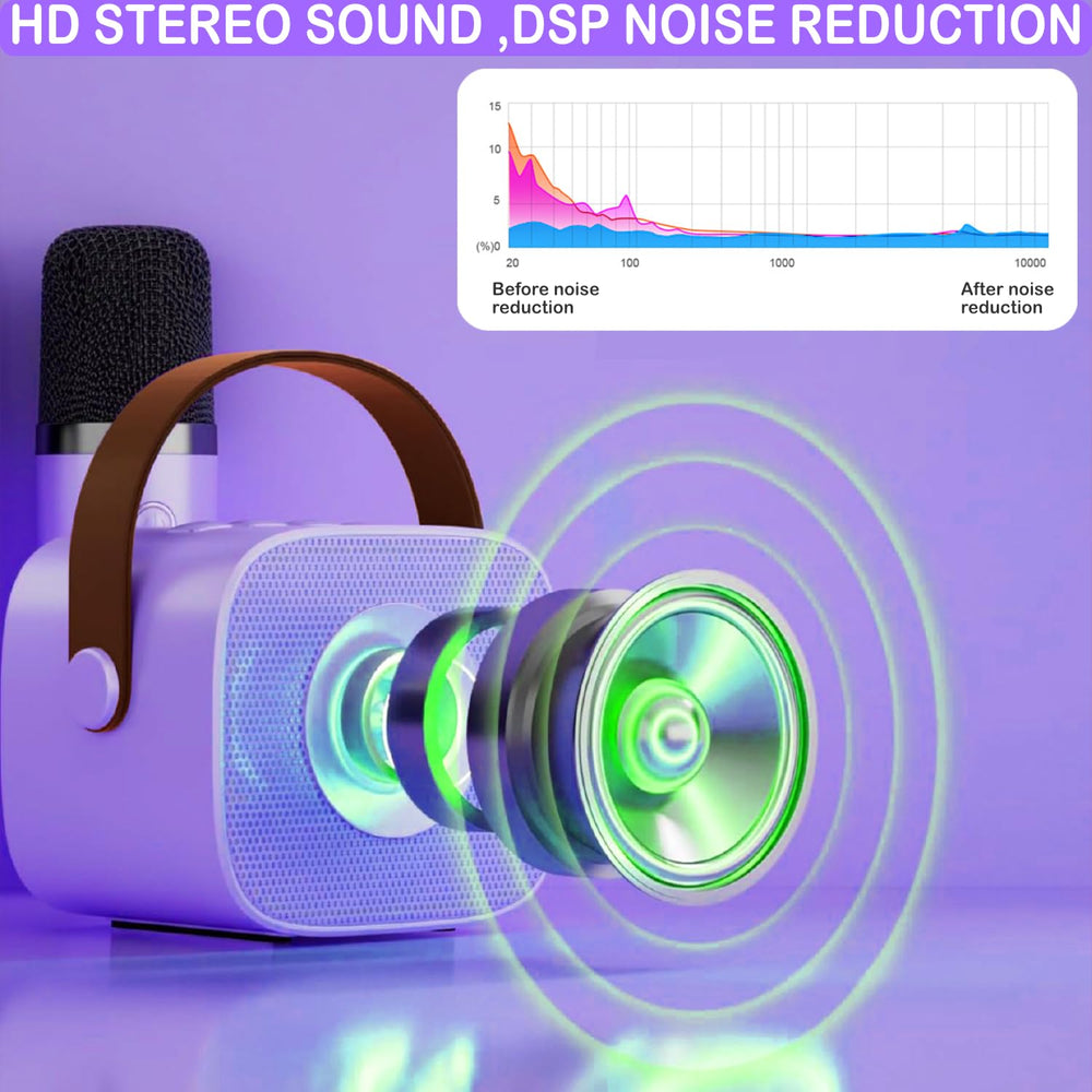 Darkant karaoke machine front view shows robust speaker and compact design